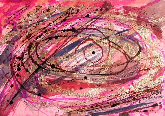 Spiral Study I 2010 acrylic, ink, copper leaf on paper (18x25cms)